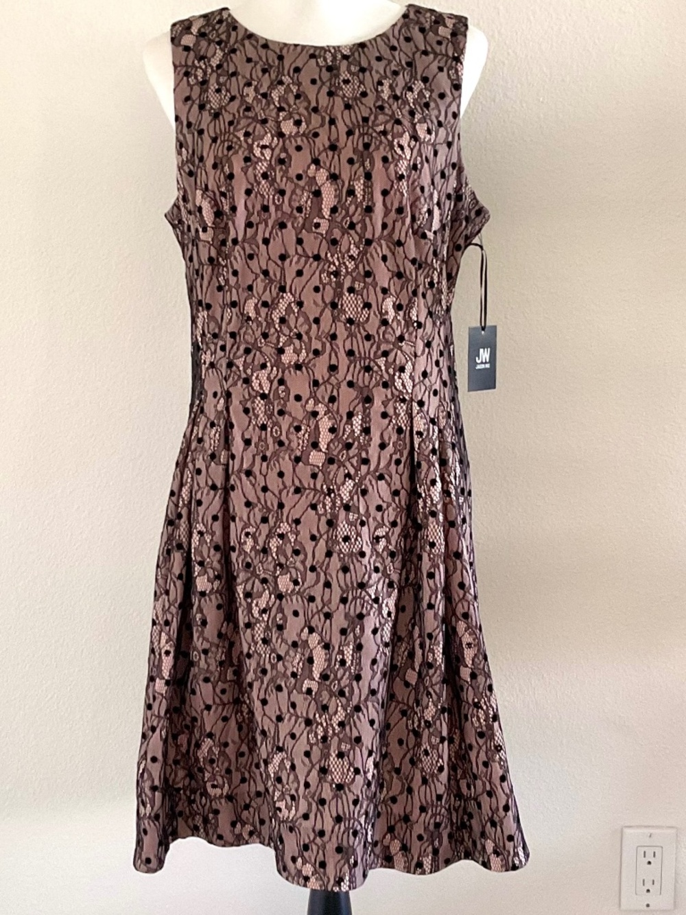 JASON WU Sleeveless Lace Dress Light Pink/Black Size Large NEW